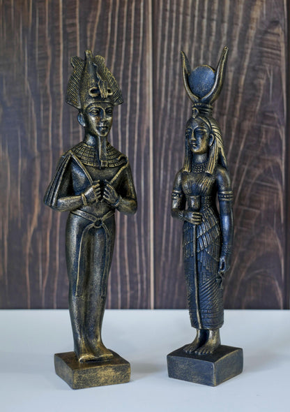 Egyptian King Queen Goddess Isis God Osiris Resin Statue Figurine Set - 8.5" Tall