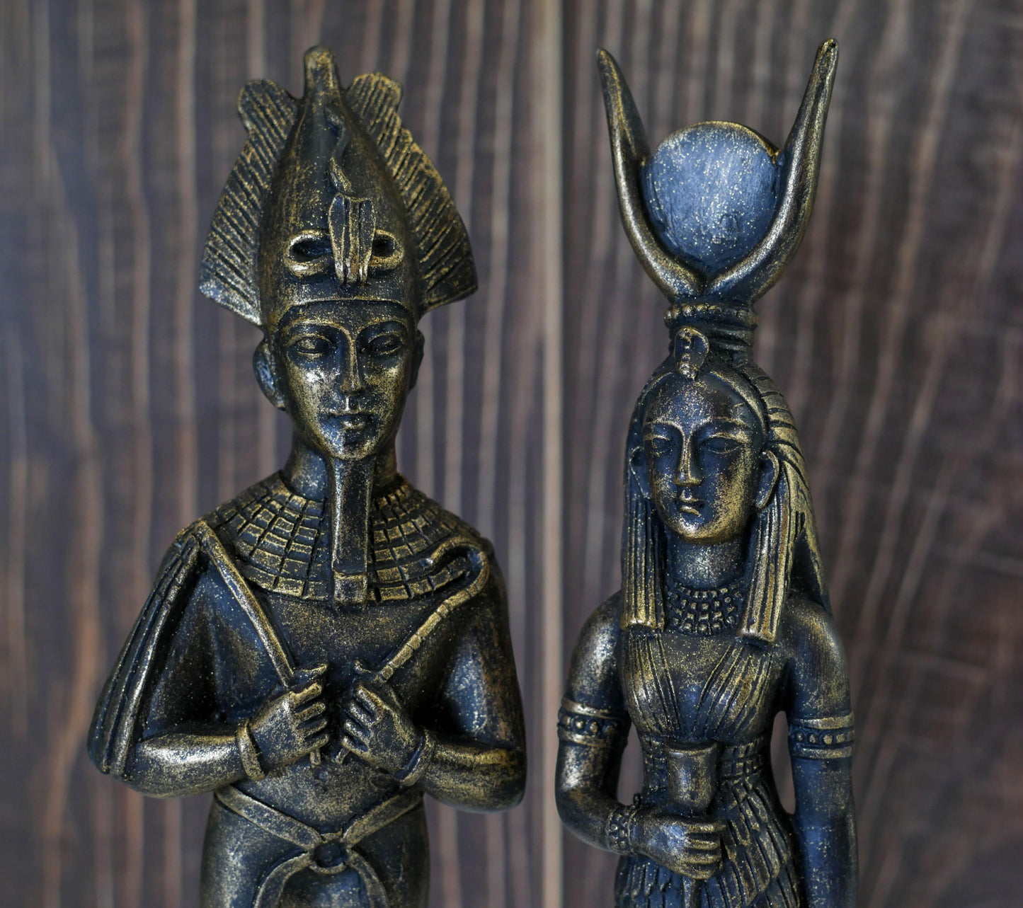 Egyptian King Queen Goddess Isis God Osiris Resin Statue Figurine Set - 8.5" Tall