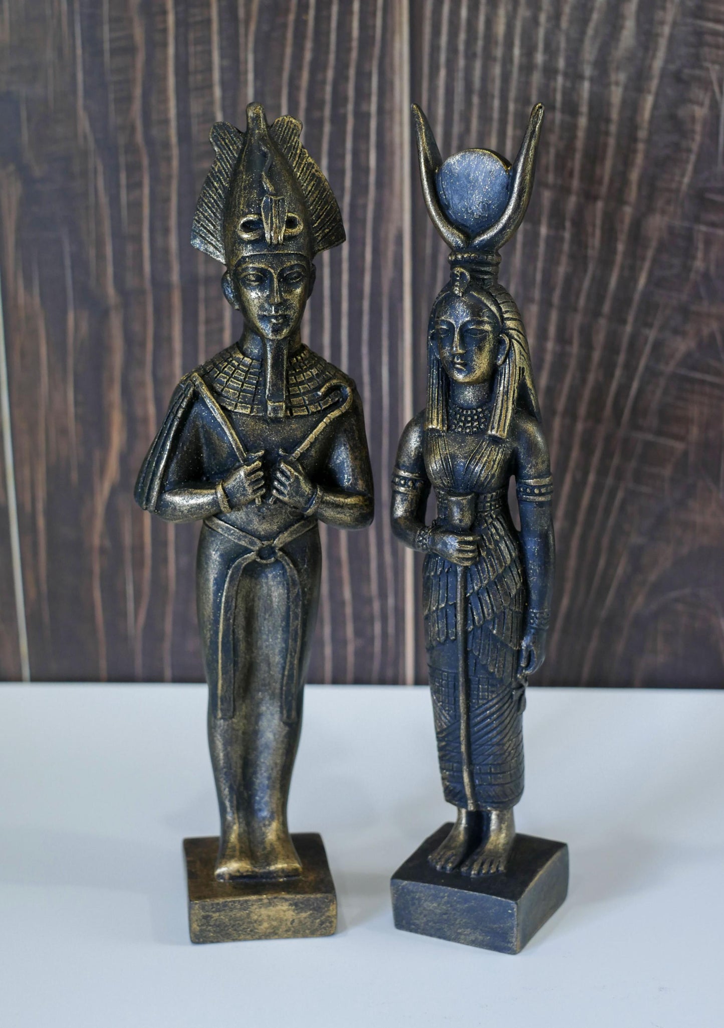 Egyptian King Queen Goddess Isis God Osiris Resin Statue Figurine Set - 8.5" Tall