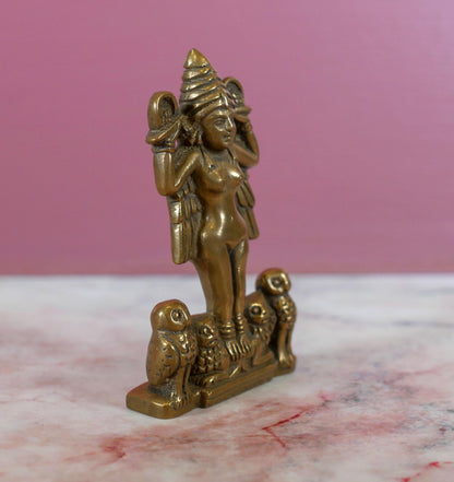 Lilith Statue Handmade | Miniature Pocket Deity Inanna Ishtar Cast Bronze - 3.25" Tall