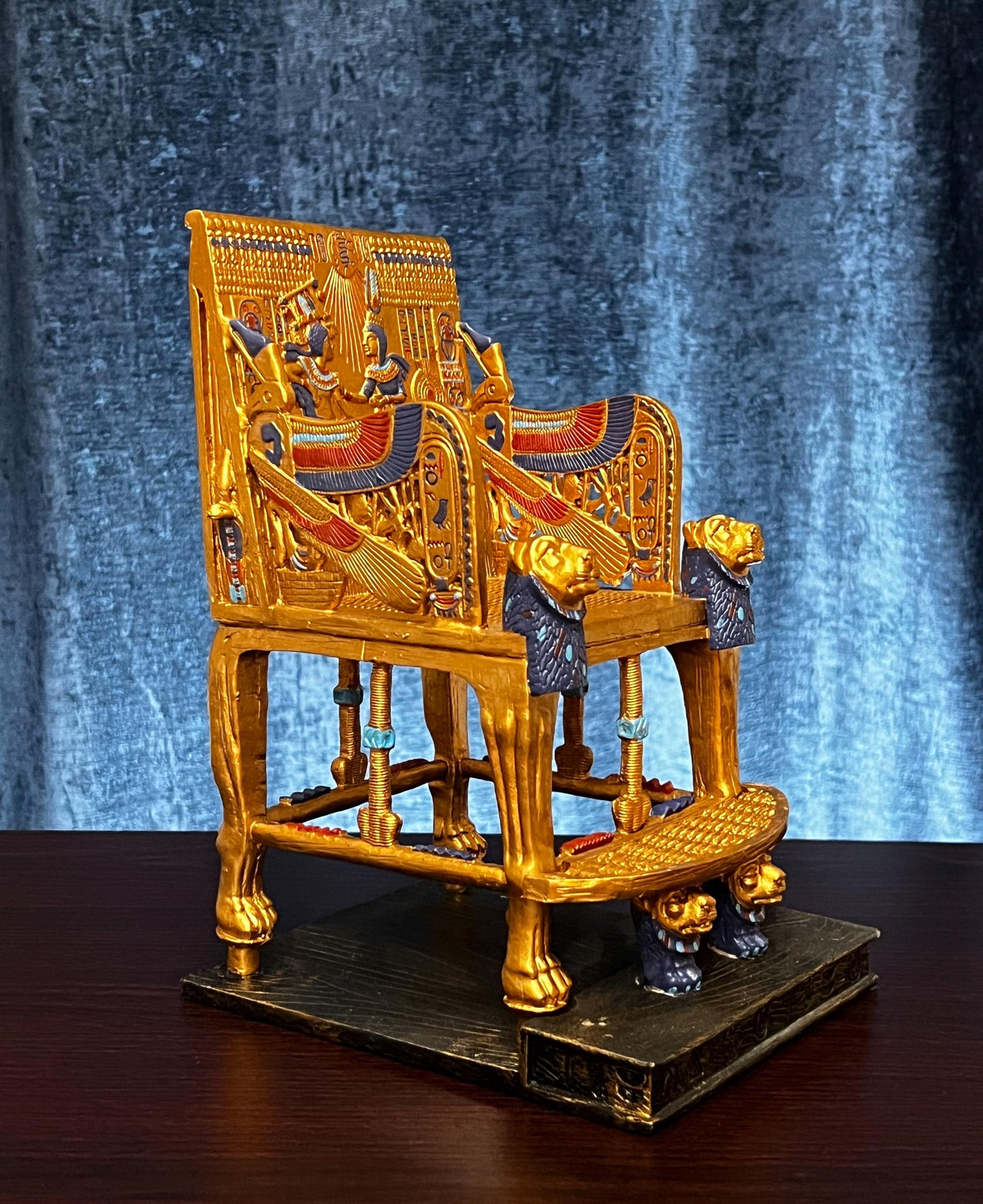 10.5" Tall Vintage King Tutankhamun Replica Throne | Egyptian King Queen Hand-painted