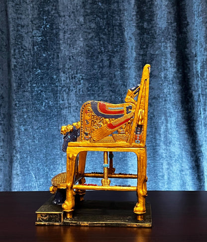 10.5" Tall Vintage King Tutankhamun Replica Throne | Egyptian King Queen Hand-painted