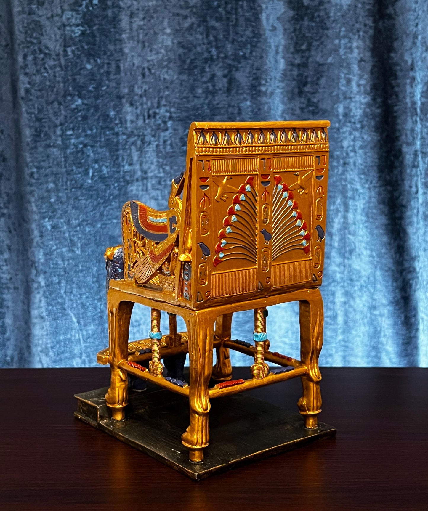 10.5" Tall Vintage King Tutankhamun Replica Throne | Egyptian King Queen Hand-painted