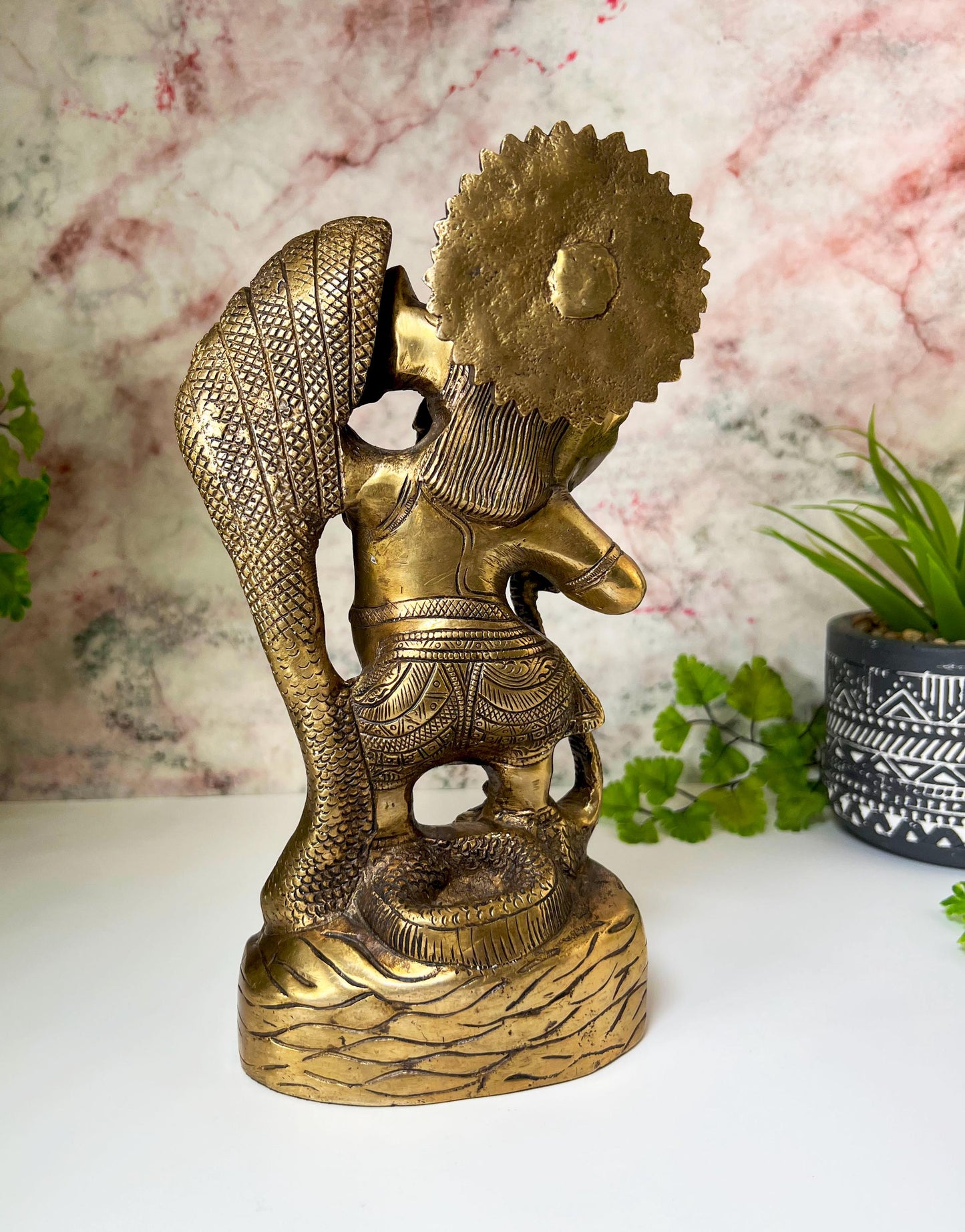 Ganesh Statue | Adorable Vintage Lord Ganesha Dancing On Sheshnag  - 9.5" Tall