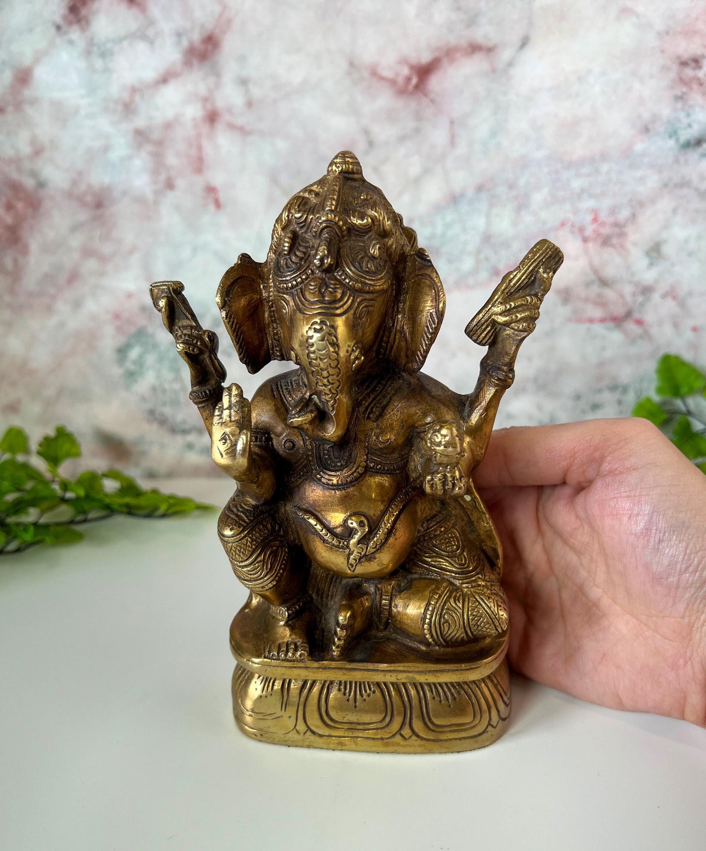 Ganesh Statue | Handmade Brass Hindu Lord Ganesha Deity Sculpture  - 7" Height