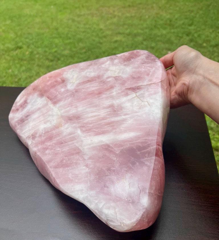 Vintage Rose Quartz Polished Slab | Large Natural Rose Quartz Slice - 16 pounds