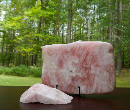 Vintage Rose Quartz Polished Slab | Large Natural Rose Quartz Slice - Read Details