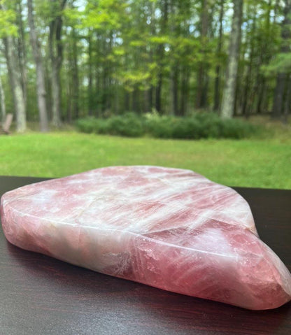 Vintage Rose Quartz Polished Slab | Large Natural Rose Quartz Slice - 16 pounds