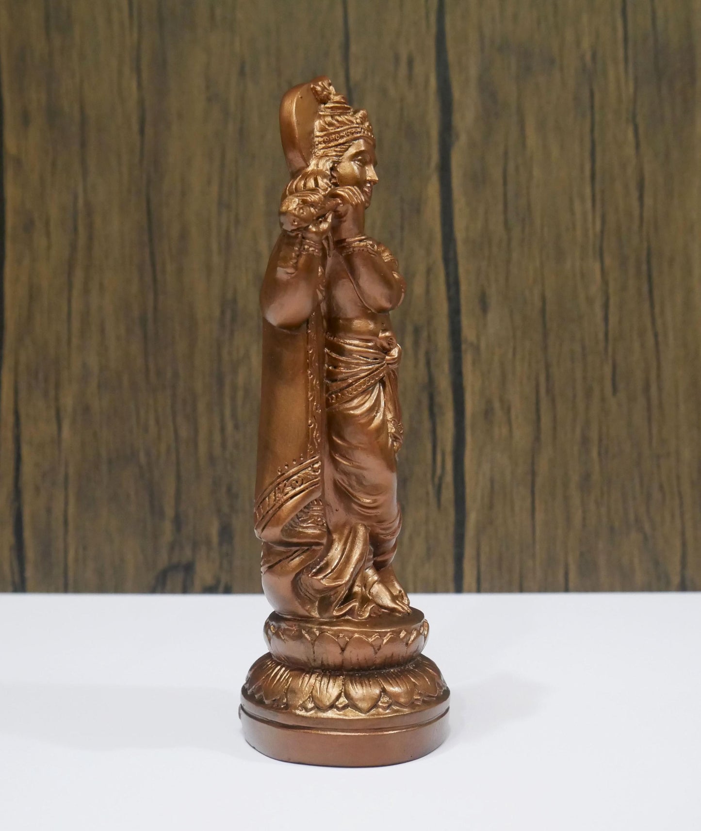 Hindu God Krishna Statue|  Clay Handmade Krishna with Flute Idol - 7.25" Vintage