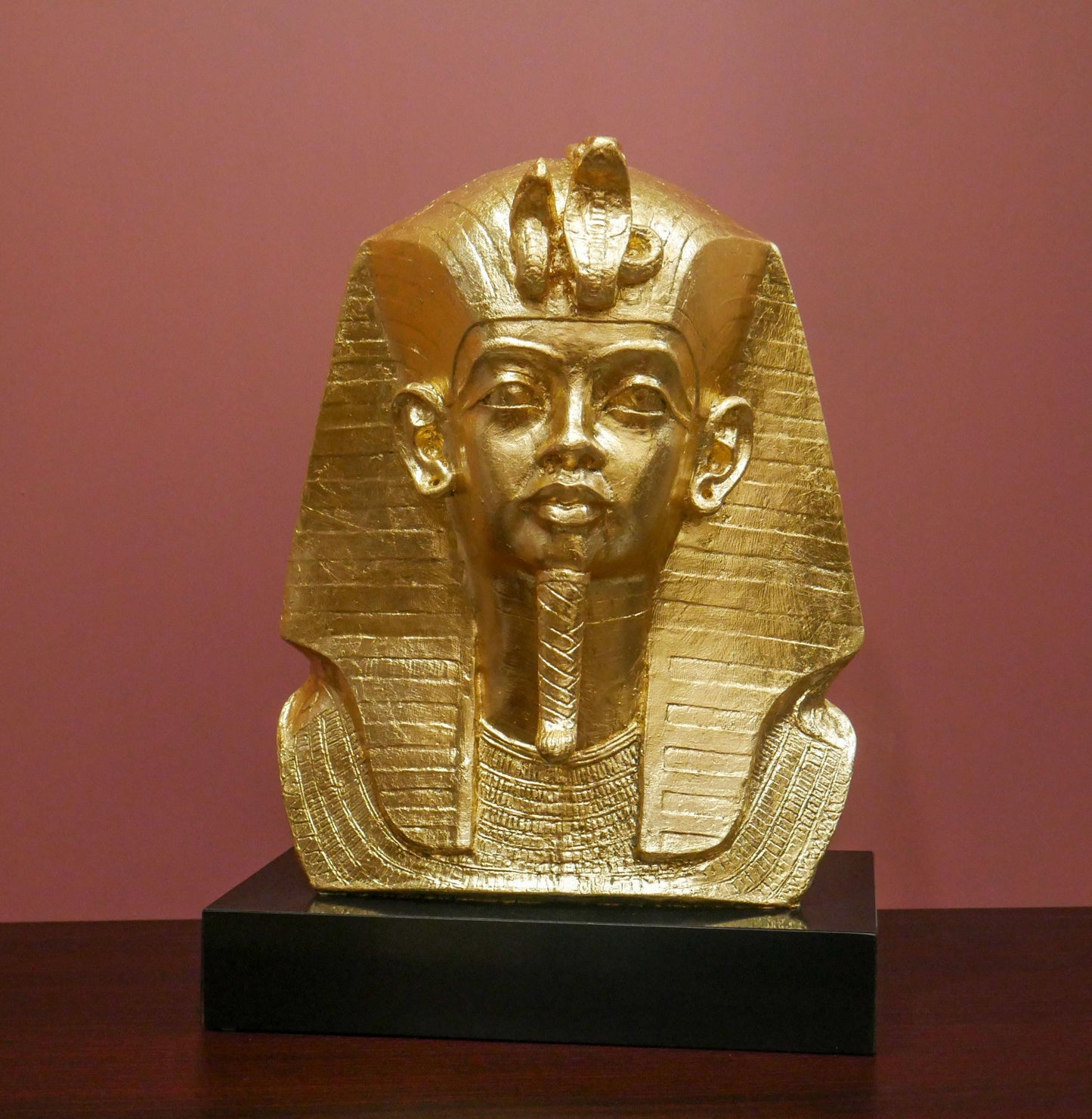 Vintage 1977 Austin Productions Egyptian King Tut Bust  - Gold Foil Reapplied