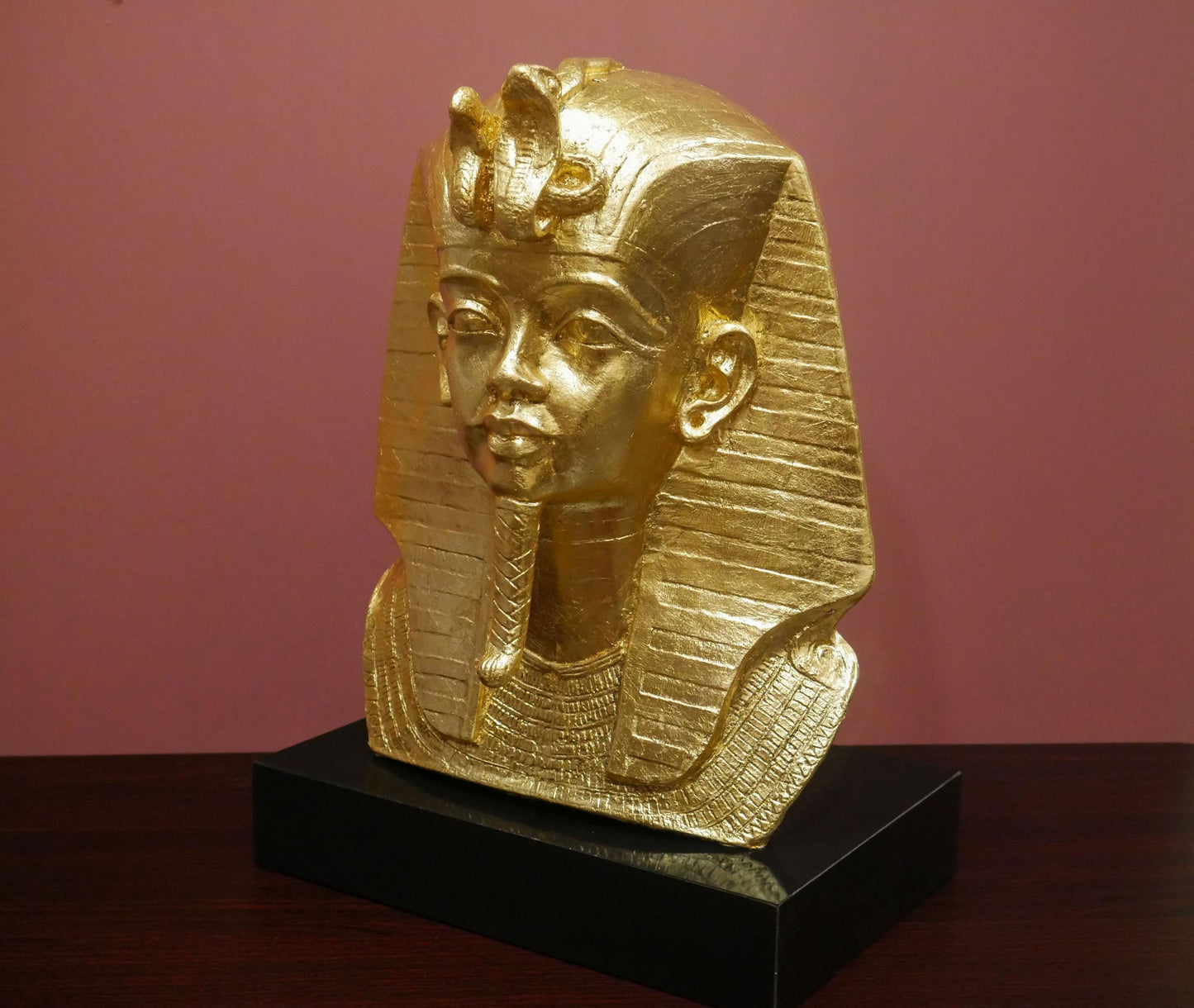 Vintage 1977 Austin Productions Egyptian King Tut Bust  - Gold Foil Reapplied