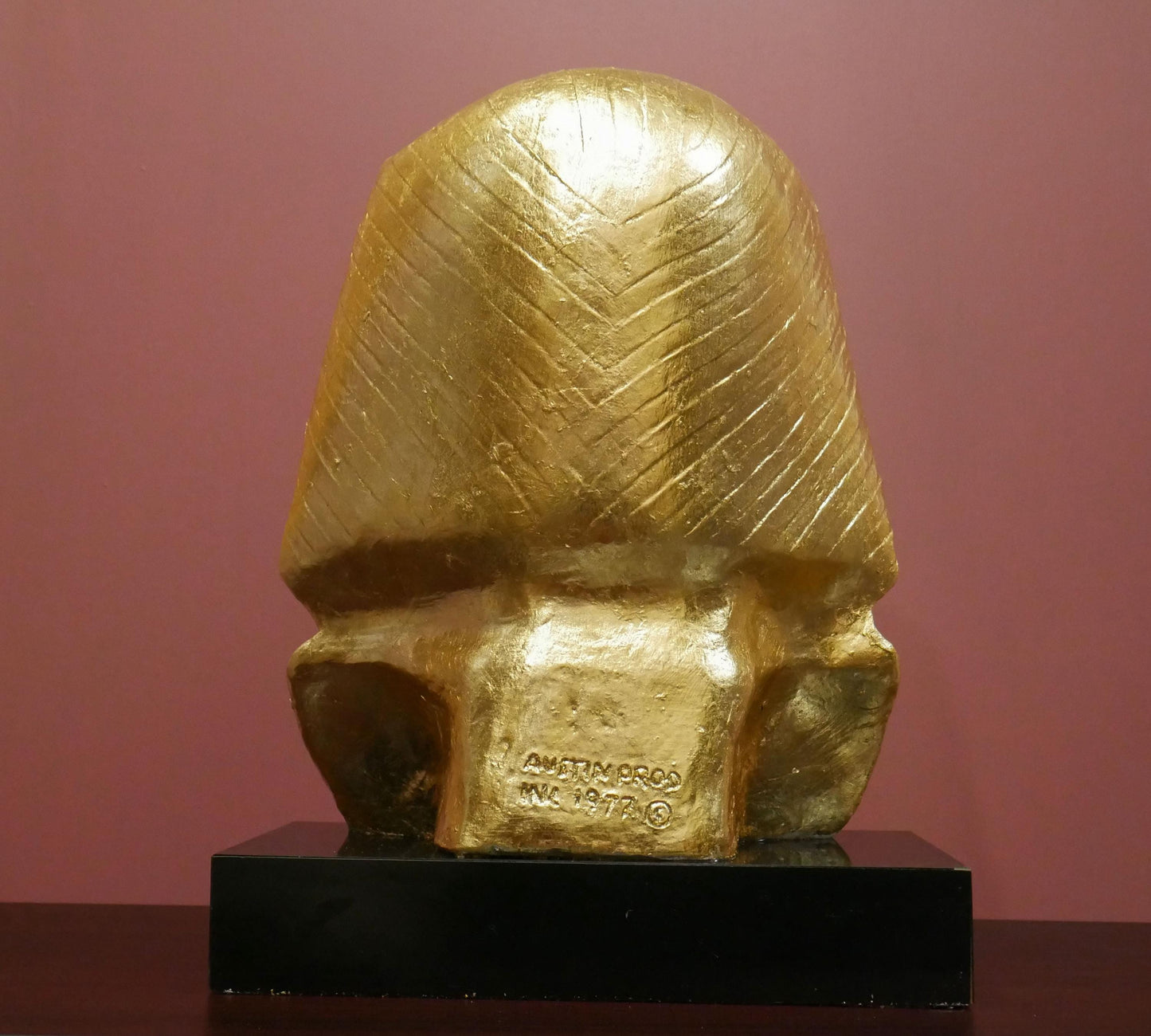 Vintage 1977 Austin Productions Egyptian King Tut Bust  - Gold Foil Reapplied