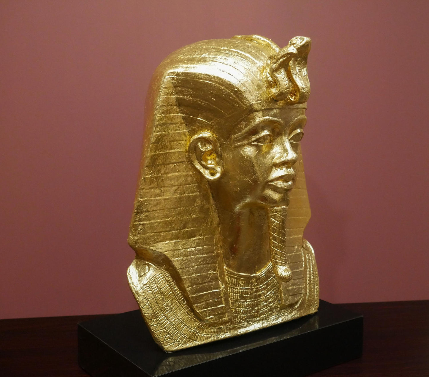 Vintage 1977 Austin Productions Egyptian King Tut Bust  - Gold Foil Reapplied