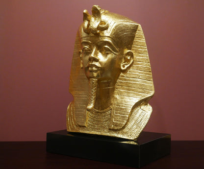 Vintage 1977 Austin Productions Egyptian King Tut Bust  - Gold Foil Reapplied