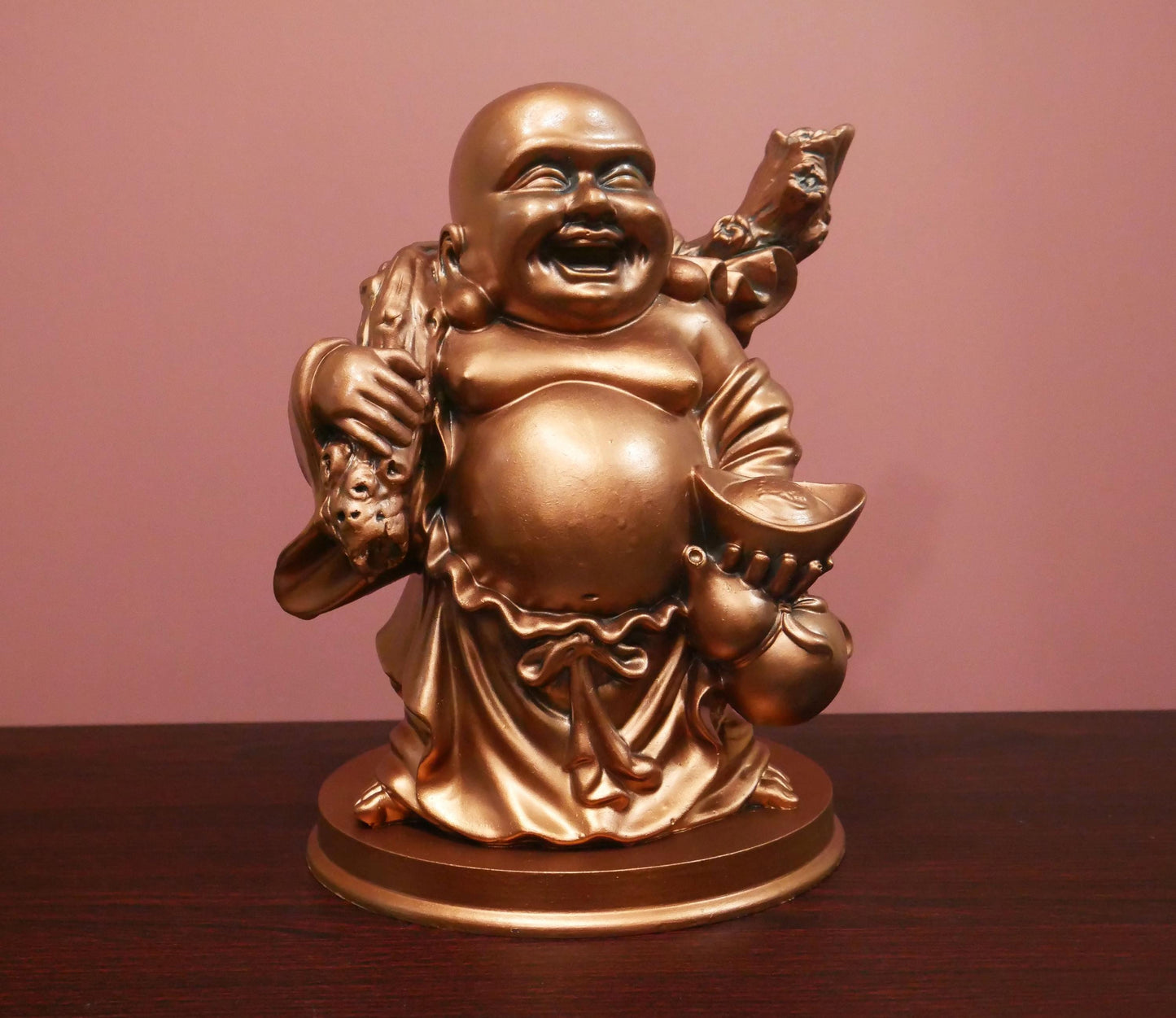 10" Buddha Statue | Vintage Laughing Feng Shui Prosperity Buddha Sculpture