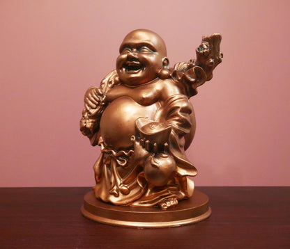 10" Buddha Statue | Vintage Laughing Feng Shui Prosperity Buddha Sculpture