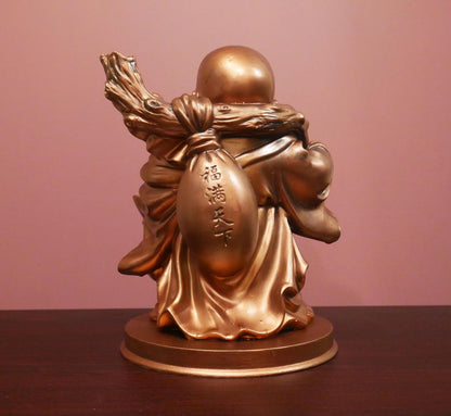 10" Buddha Statue | Vintage Laughing Feng Shui Prosperity Buddha Sculpture