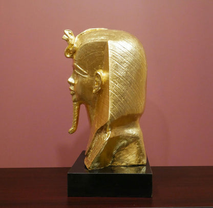 Vintage 1977 Austin Productions Egyptian King Tut Bust  - Gold Foil Reapplied