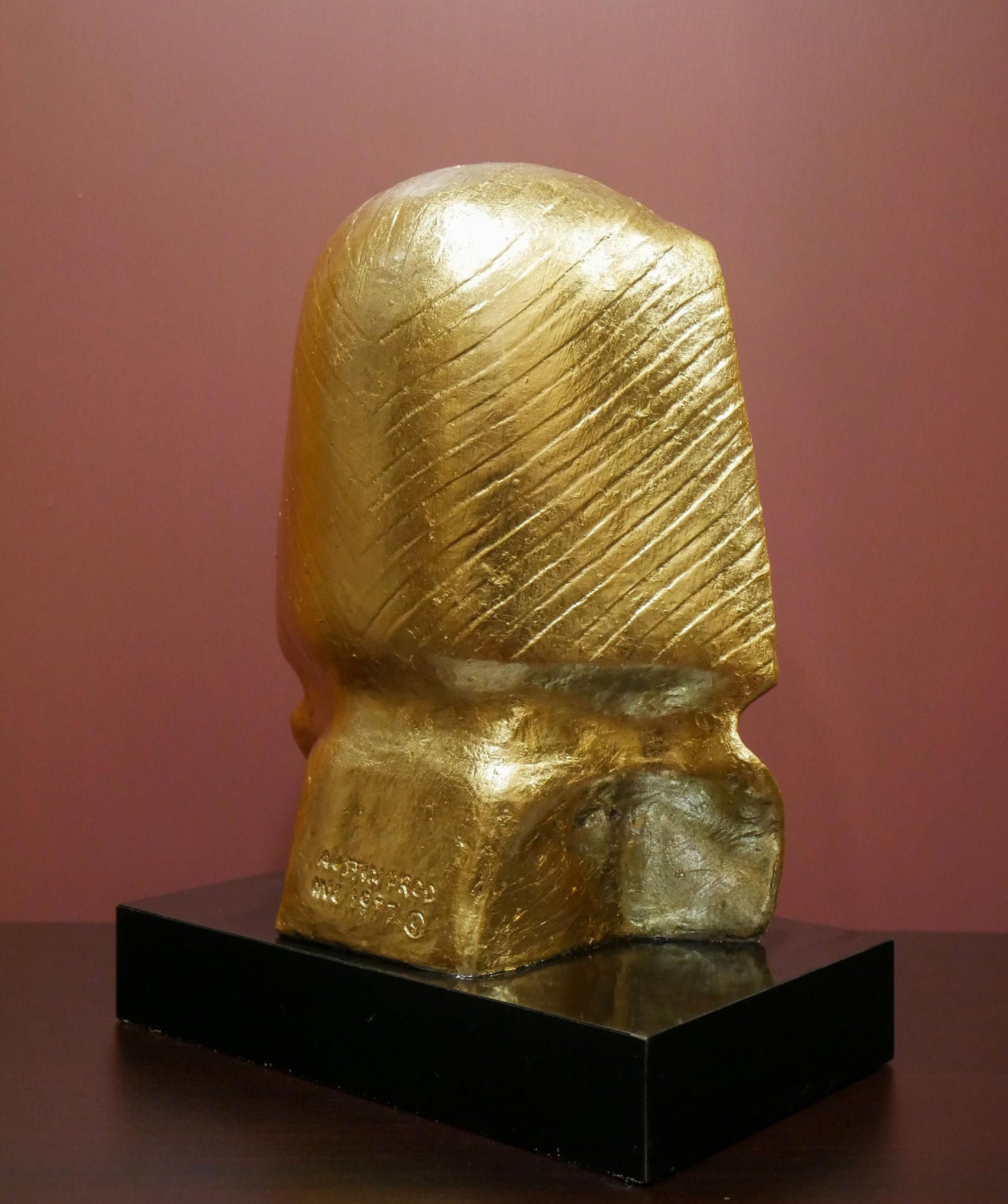 Vintage 1977 Austin Productions Egyptian King Tut Bust  - Gold Foil Reapplied