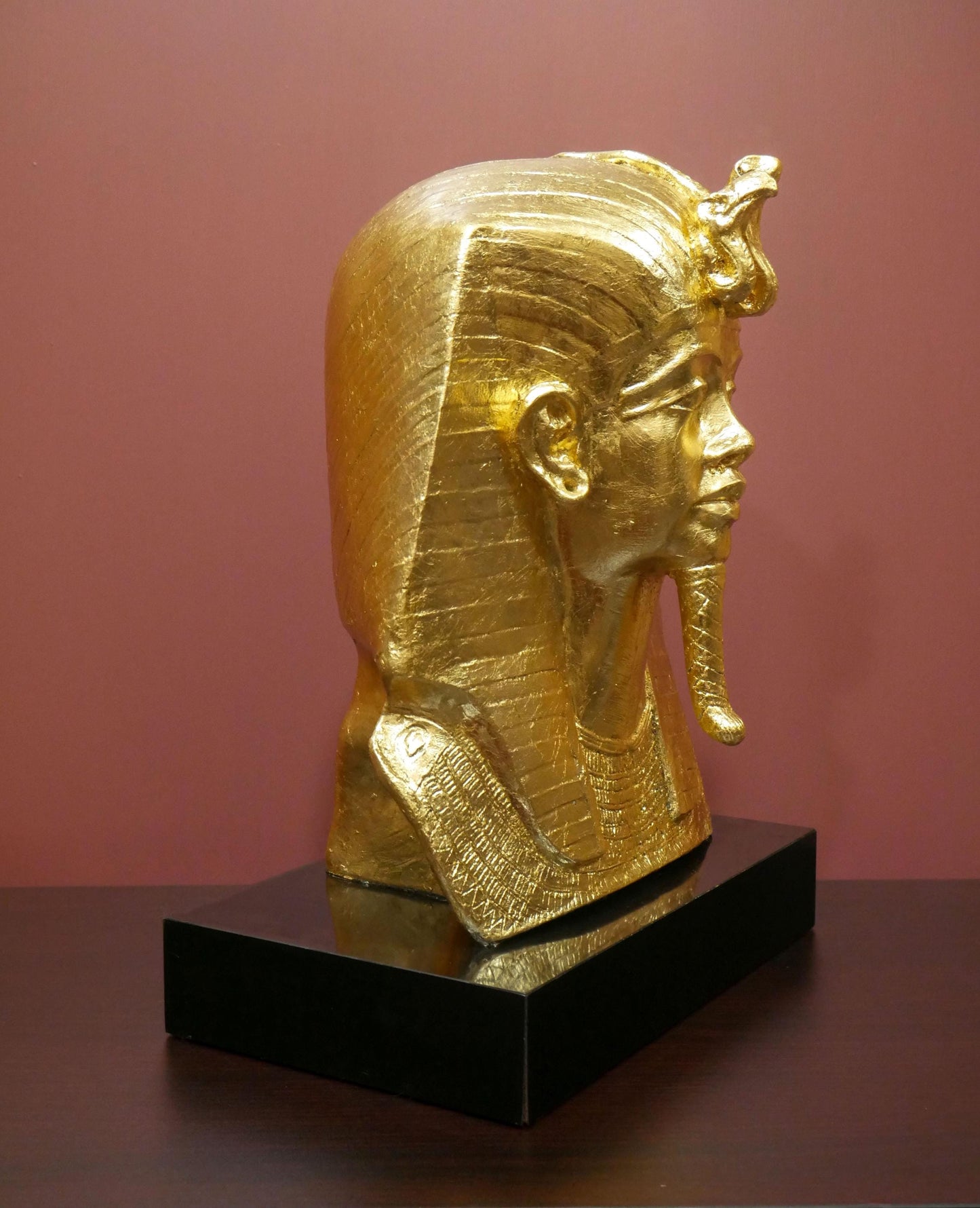 Vintage 1977 Austin Productions Egyptian King Tut Bust  - Gold Foil Reapplied