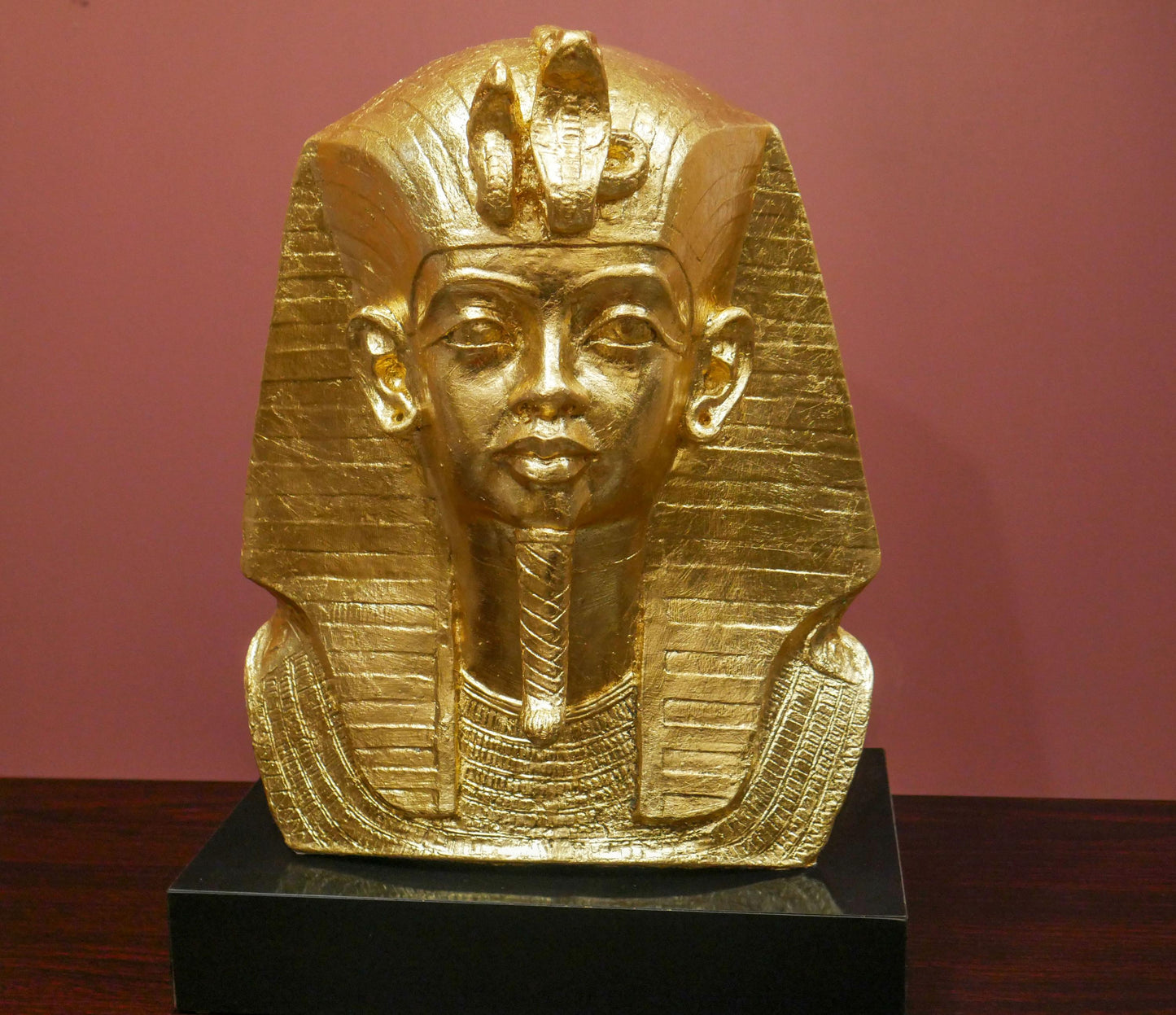 Vintage 1977 Austin Productions Egyptian King Tut Bust  - Gold Foil Reapplied