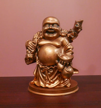 10" Buddha Statue | Vintage Laughing Feng Shui Prosperity Buddha Sculpture