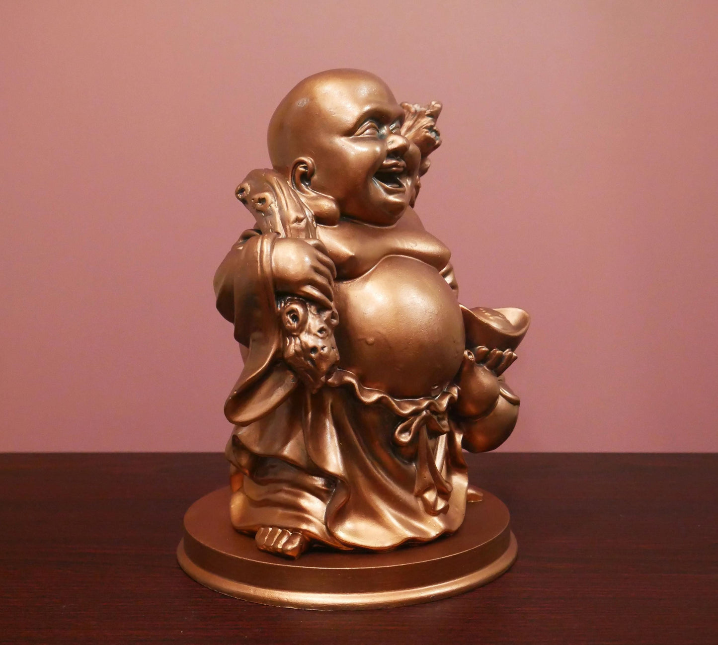 10" Buddha Statue | Vintage Laughing Feng Shui Prosperity Buddha Sculpture