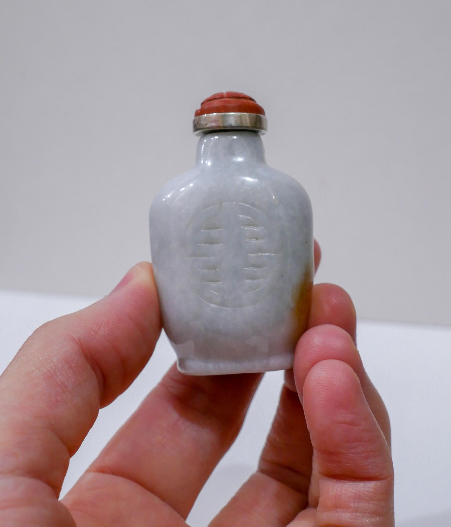 Chinese Jade Carved Dragon Snuff Bottle with Exquisite Detail - 2.25" Height