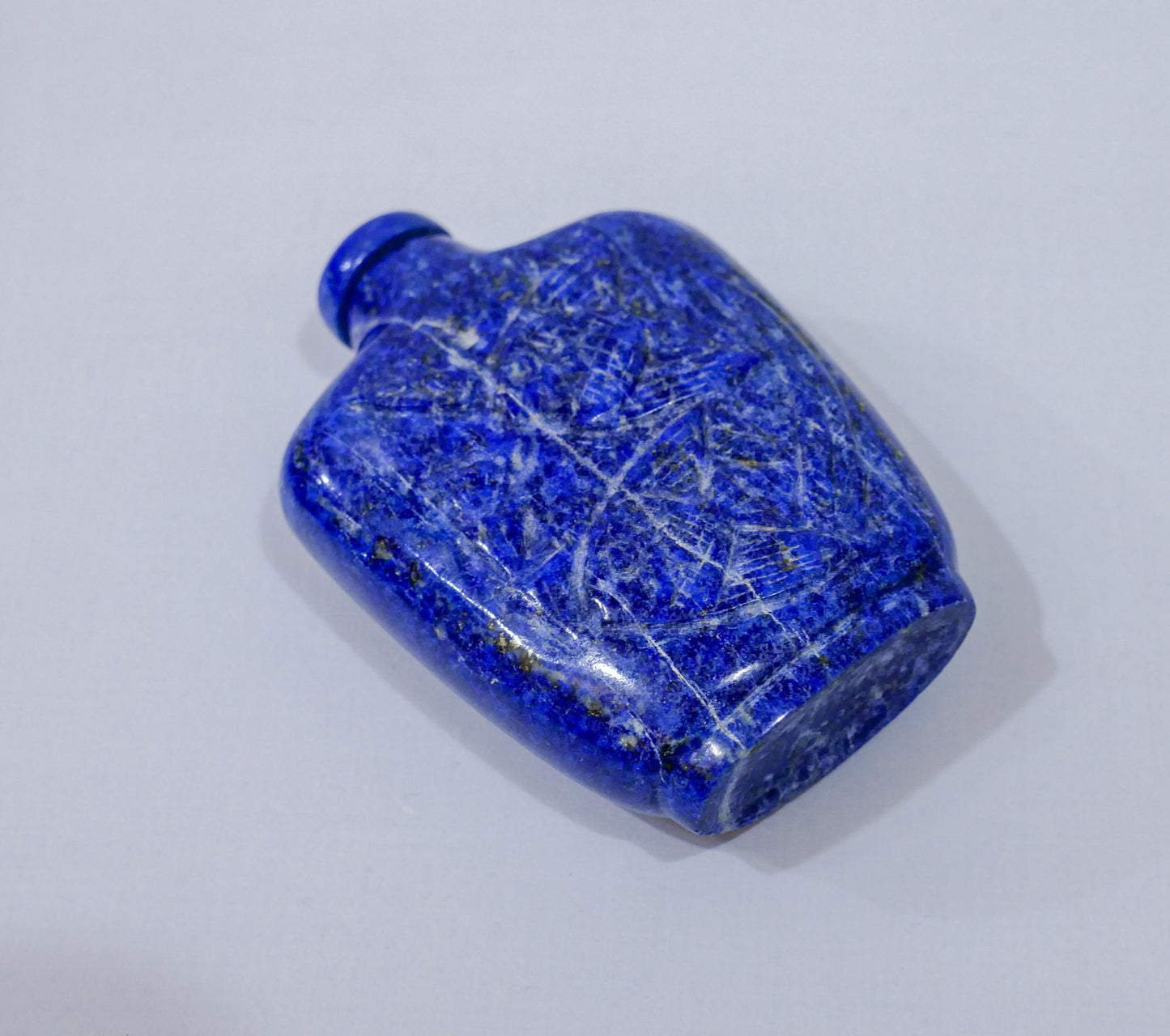 Chinese Lapis Lazuli Fish Hand Carved Snuff Bottle - 2.5" Height