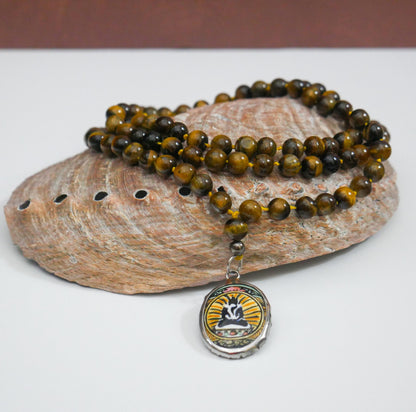 Tigers Eye Necklace - Shiva Shakti Amulet Beaded Gemstone Necklace Gift - 38" Long