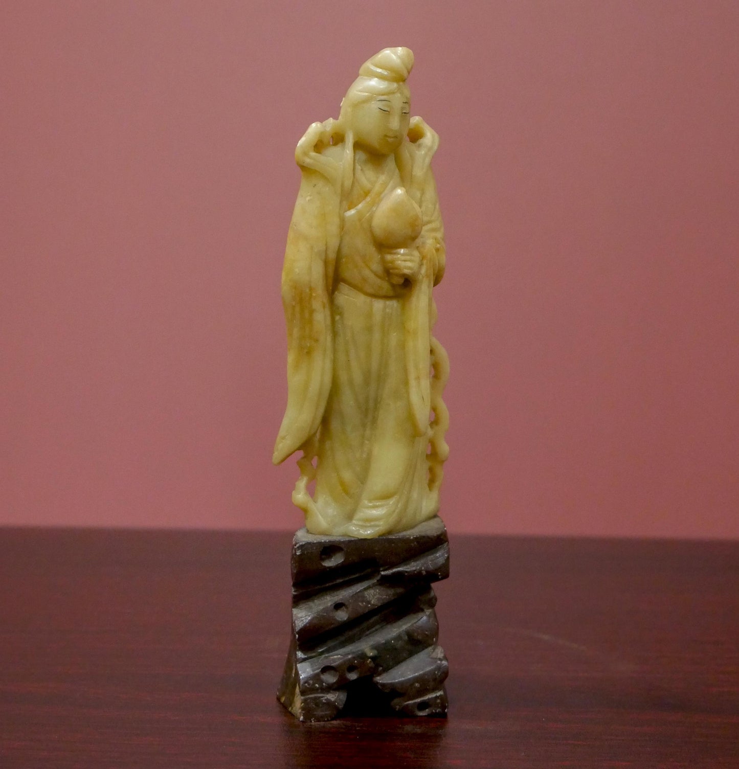 Vintage Chinese Soapstone Carved Quan Yin Guanyin Statue - 5.75" Tall