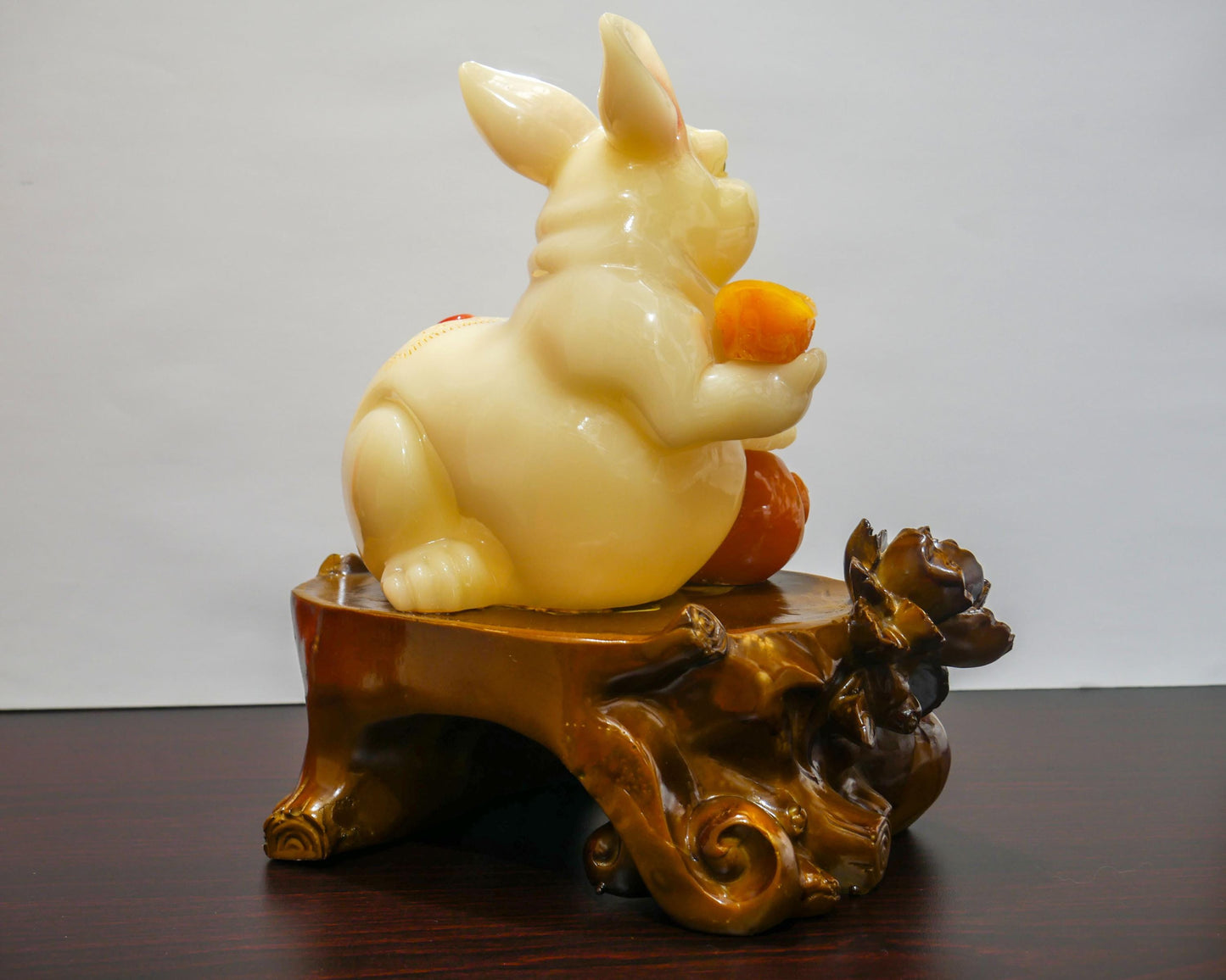 Vintage Chinese Feng Shui Zodiac Rabbit Fortune Blessing Resin Statue - 11" Tall