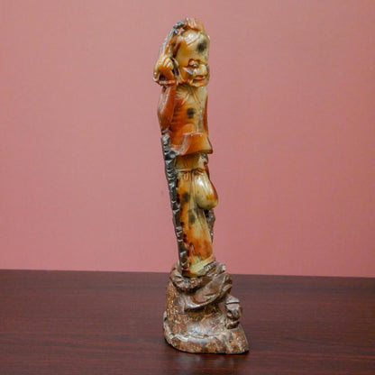 Vintage Chinese Shoushan Stone Carved Guardian Spirit Statue Figure - 10” Tall