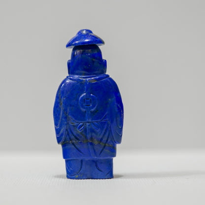 Vintage Chinese Buddha Lapis Lazuli Fish Hand Carved Snuff Bottle - 2" Height