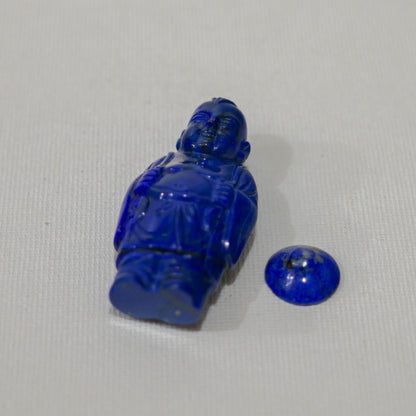 Vintage Chinese Buddha Lapis Lazuli Fish Hand Carved Snuff Bottle - 2" Height