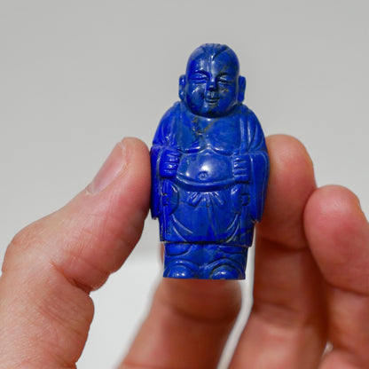 Vintage Chinese Buddha Lapis Lazuli Fish Hand Carved Snuff Bottle - 2" Height