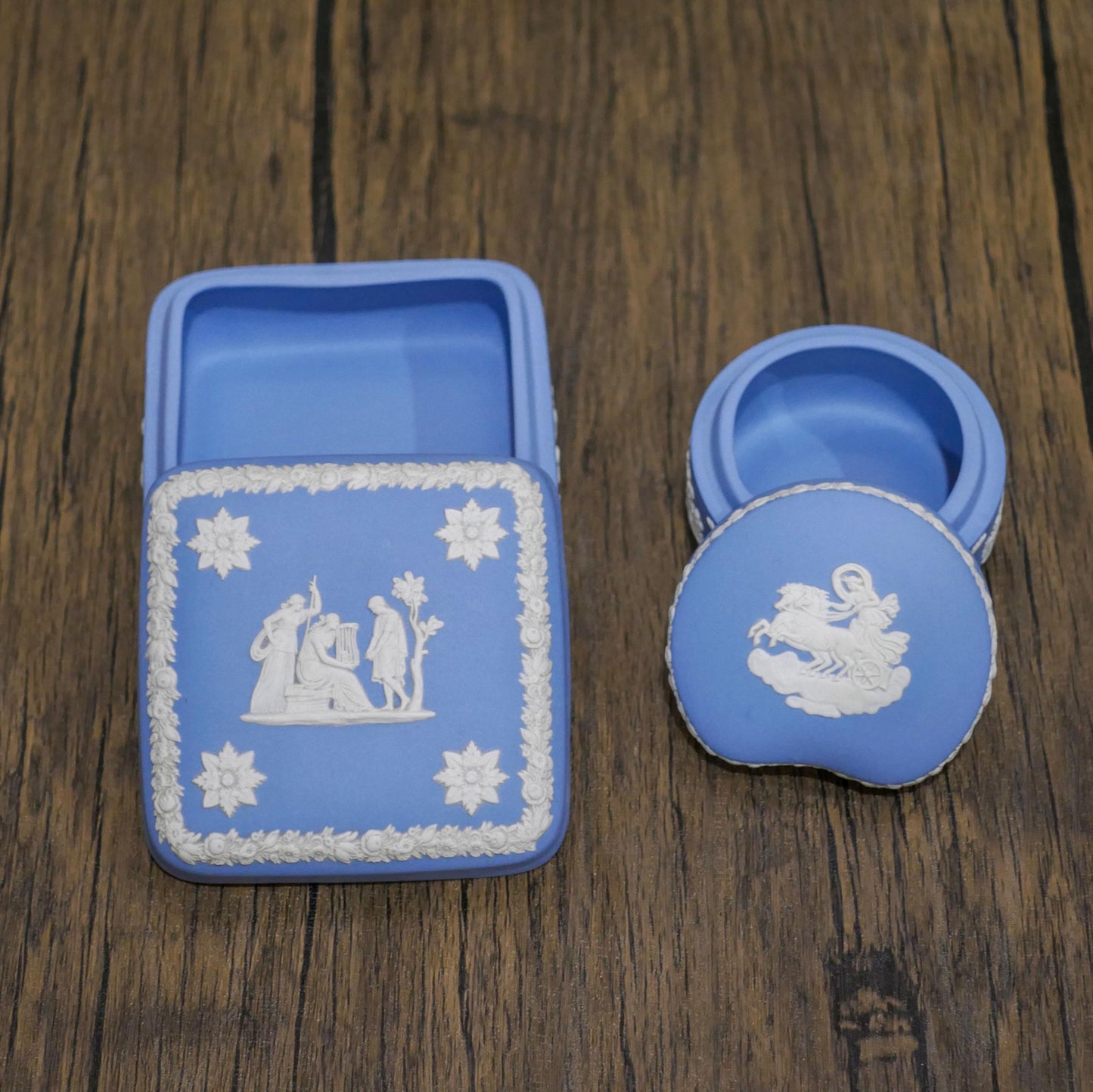 Vintage Wedgewood Blue Jasperware Trinket Lot | Jewelry Boxes and Ashtray