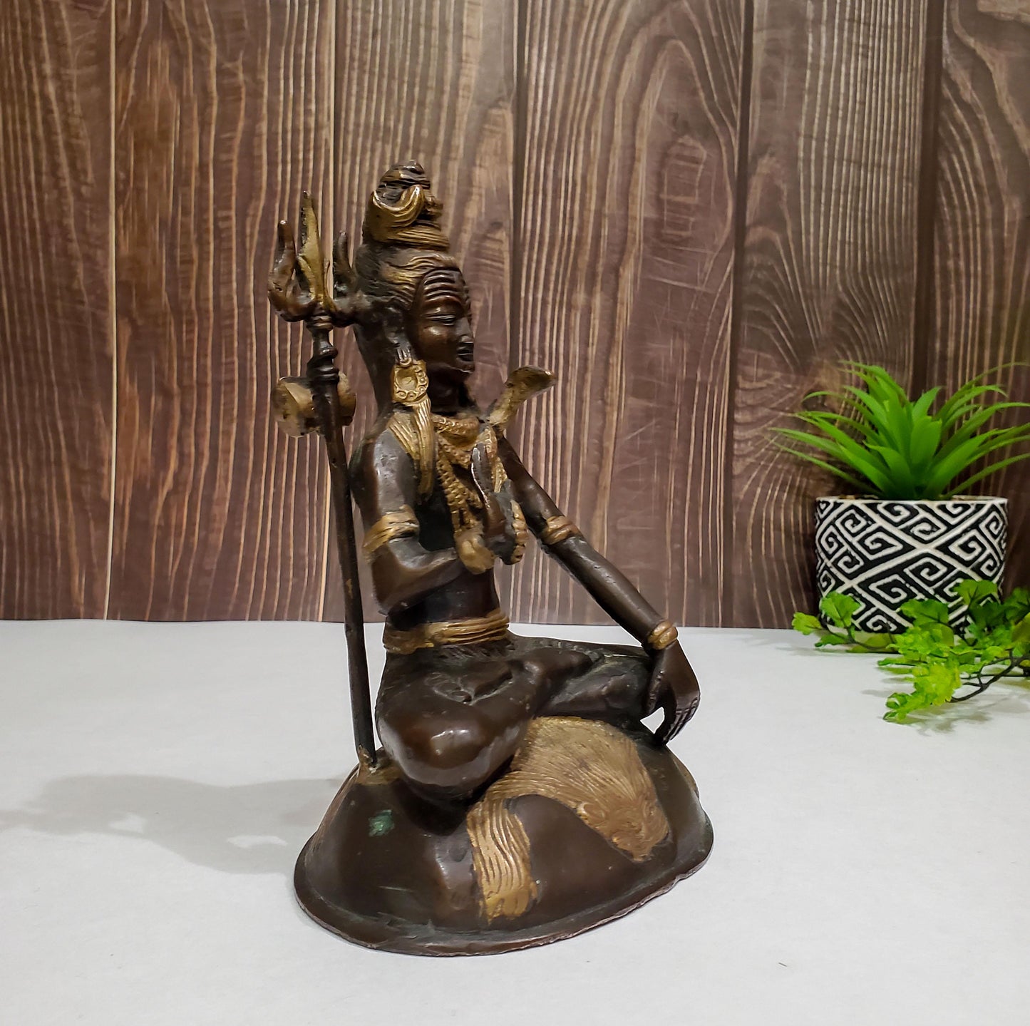 Vintage Shiva Statue | Hindu God Brass Handmade Deity Sculpture  - 7.5"