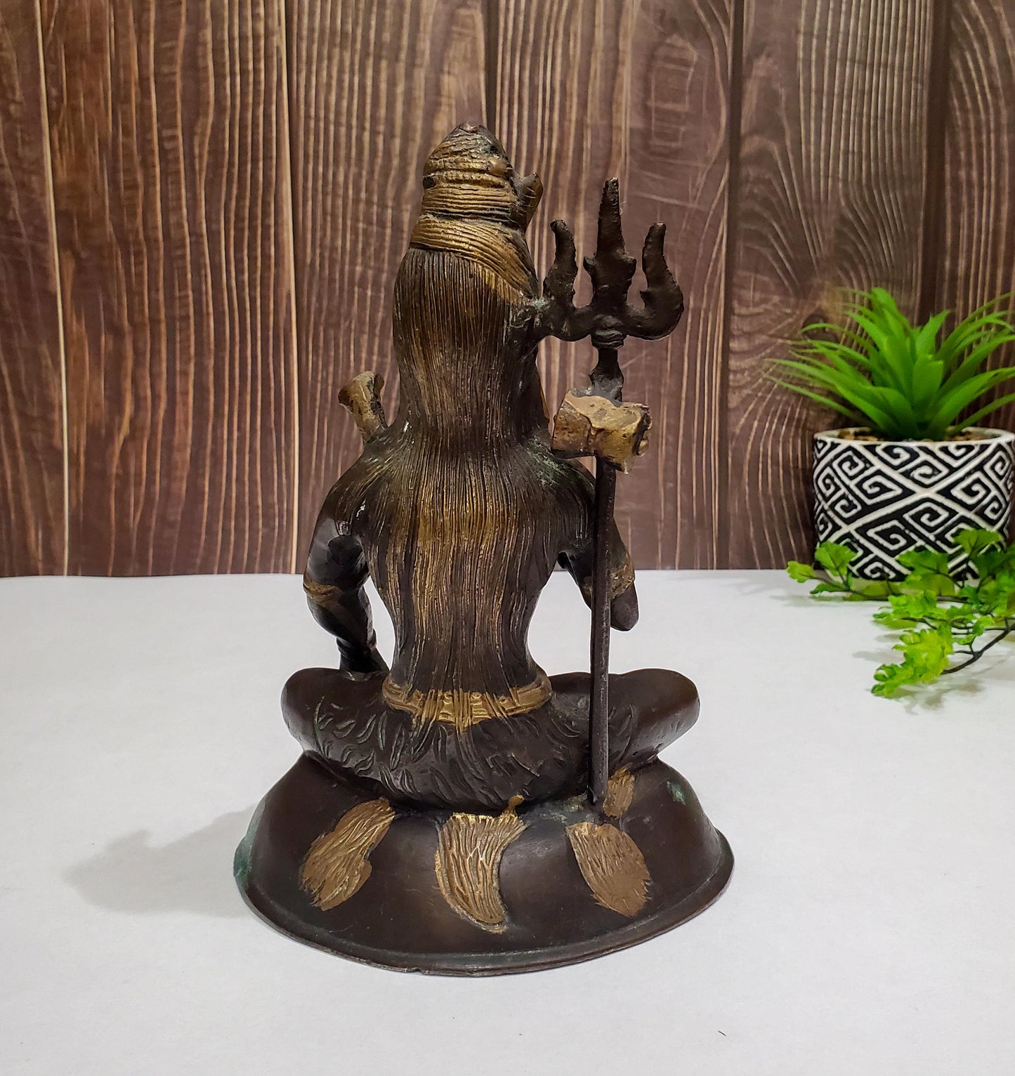 Vintage Shiva Statue | Hindu God Brass Handmade Deity Sculpture  - 7.5"