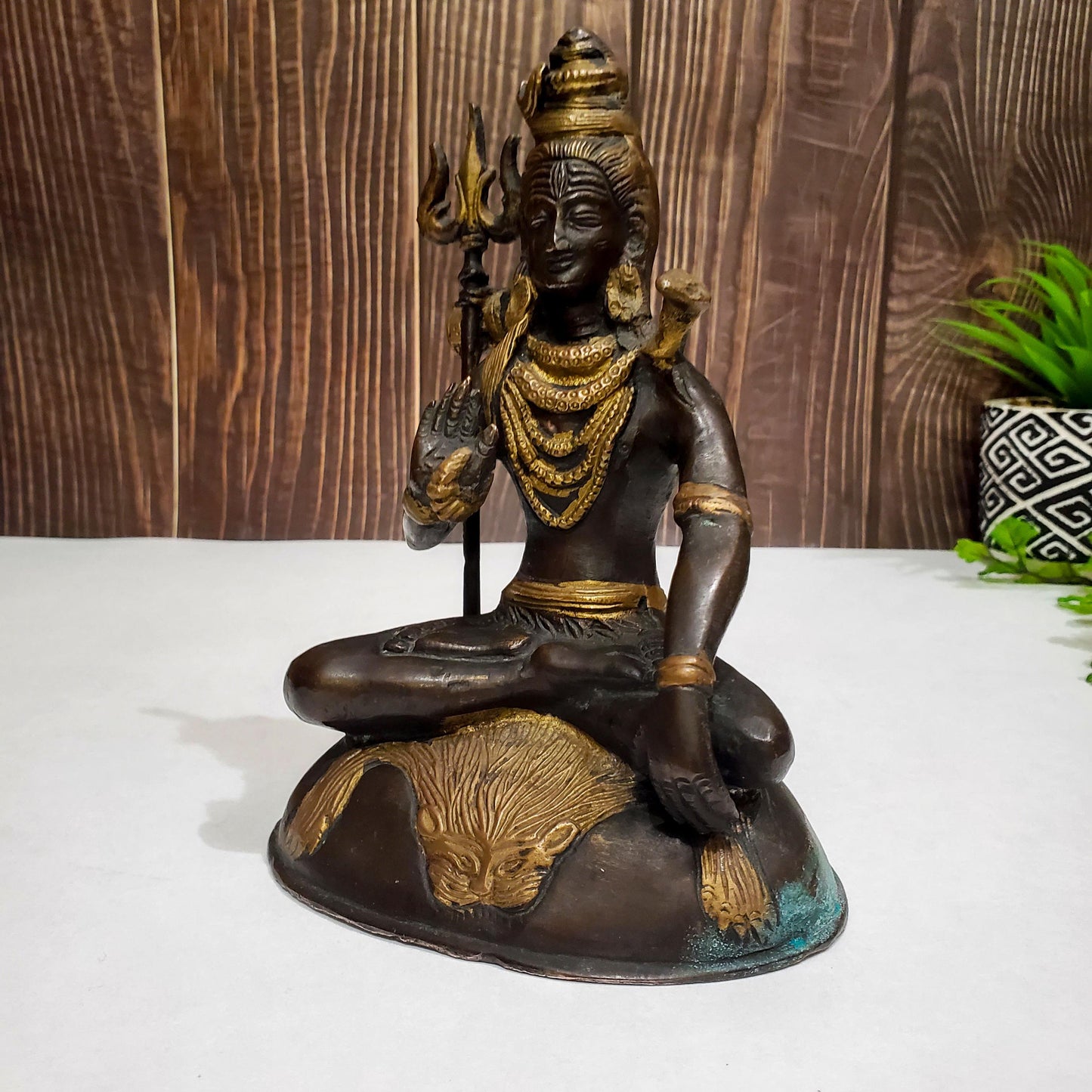 Vintage Shiva Statue | Hindu God Brass Handmade Deity Sculpture  - 7.5"