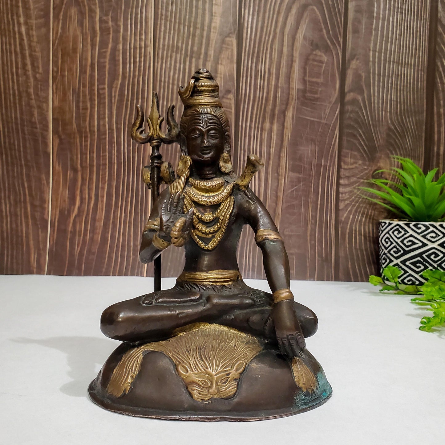 Vintage Shiva Statue | Hindu God Brass Handmade Deity Sculpture  - 7.5"