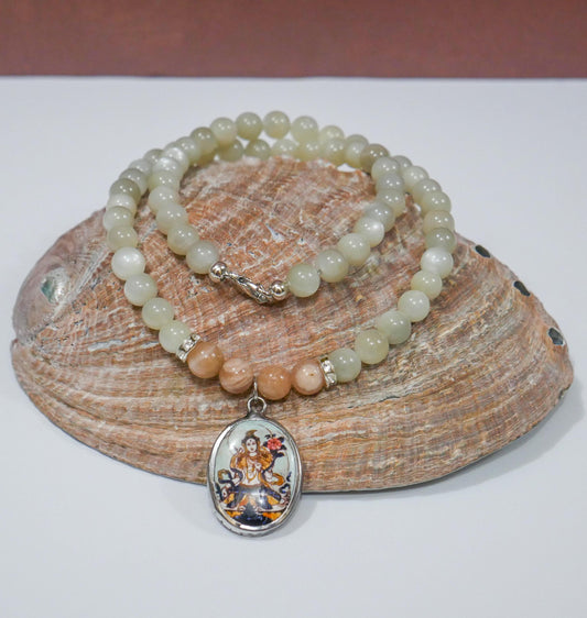 Tara Necklace | Handmade Buddhism Goddess Beaded Jewelry Gift - 19.5" Long