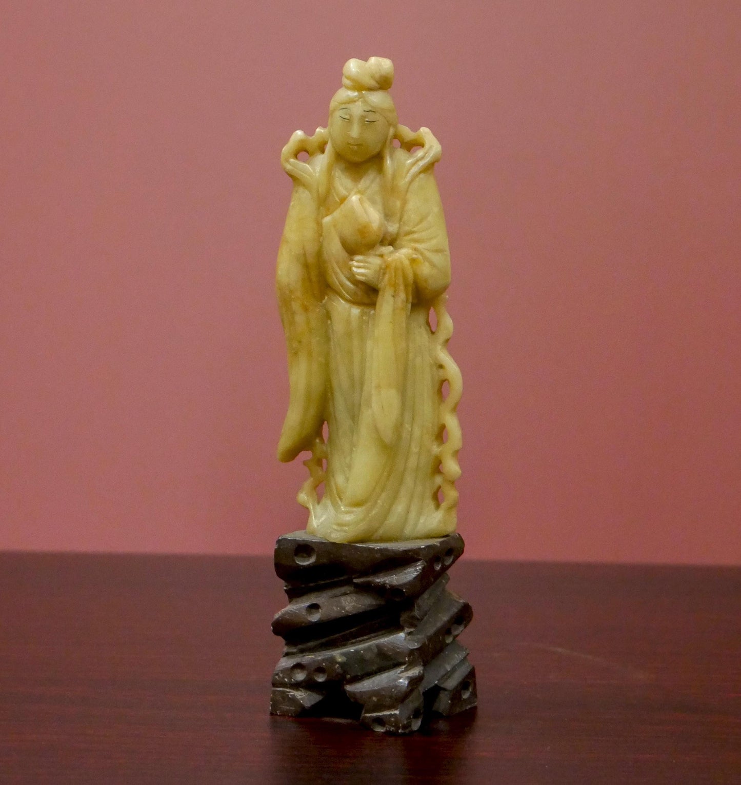 Vintage Chinese Soapstone Carved Quan Yin Guanyin Statue - 5.75" Tall