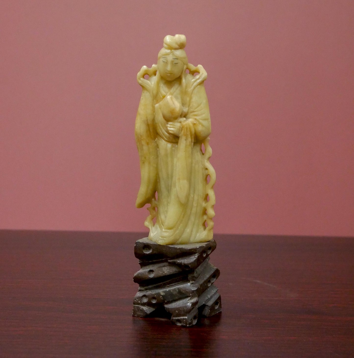 Vintage Chinese Soapstone Carved Quan Yin Guanyin Statue - 5.75" Tall