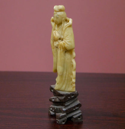 Vintage Chinese Soapstone Carved Quan Yin Guanyin Statue - 5.75" Tall