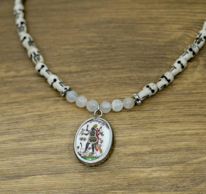 Kali Necklace | Handmade Hinduism Goddess Moonstone Jewelry Gift - 17.5" Long