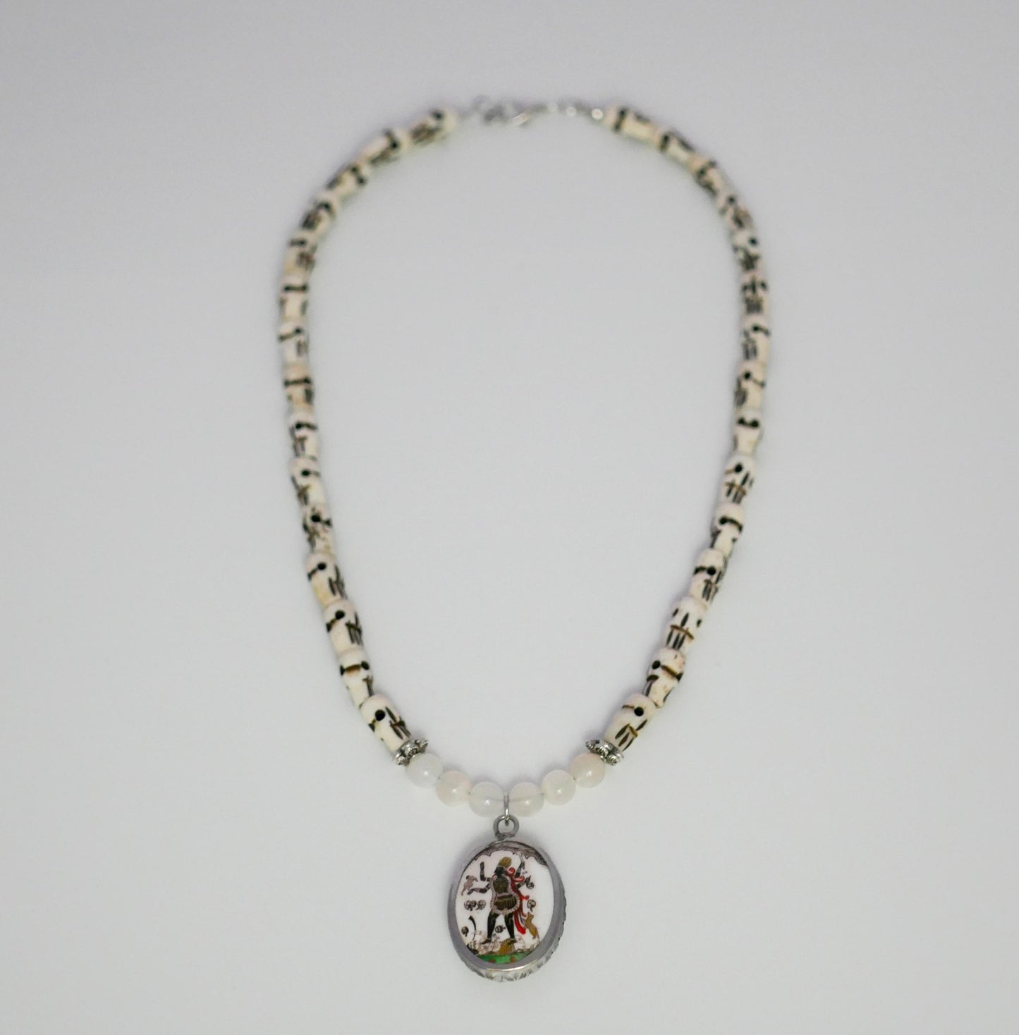 Kali Necklace | Handmade Hinduism Goddess Moonstone Jewelry Gift - 17.5" Long