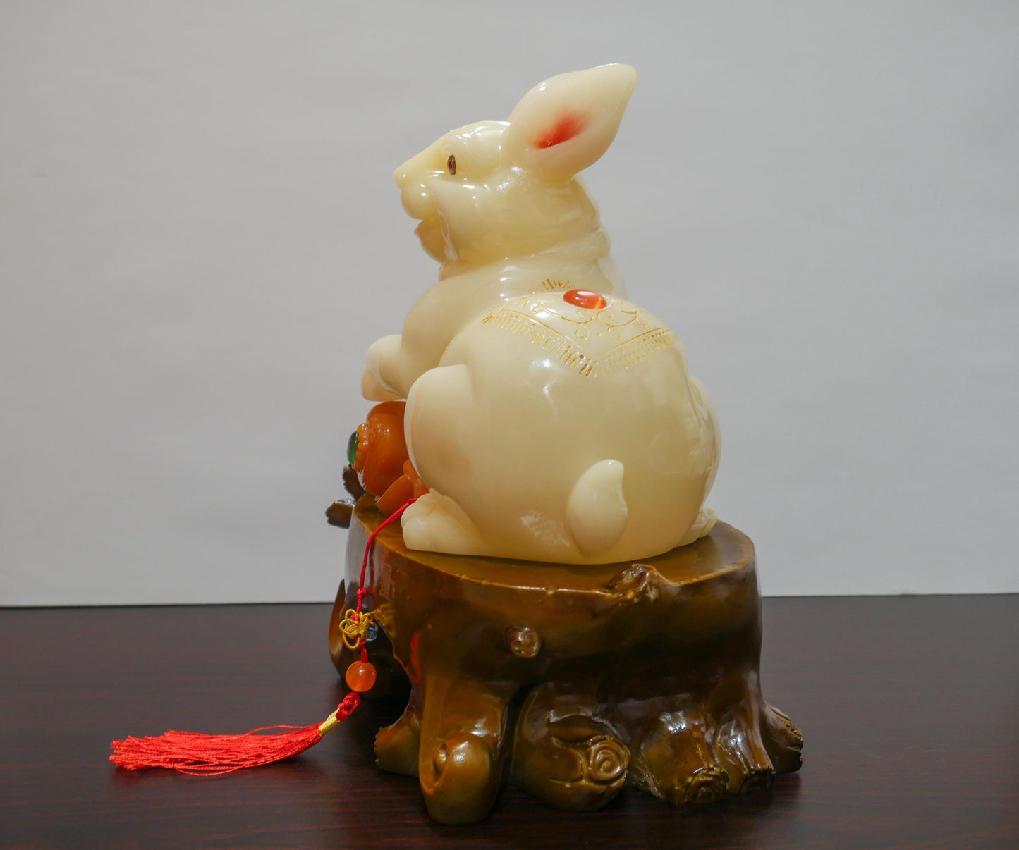 Vintage Chinese Feng Shui Zodiac Rabbit Fortune Blessing Resin Statue - 11" Tall