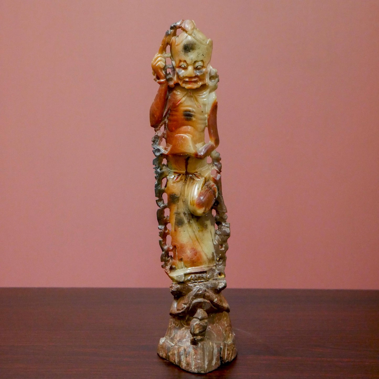 Vintage Chinese Shoushan Stone Carved Guardian Spirit Statue Figure - 10” Tall