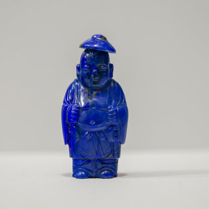 Vintage Chinese Buddha Lapis Lazuli Fish Hand Carved Snuff Bottle - 2" Height